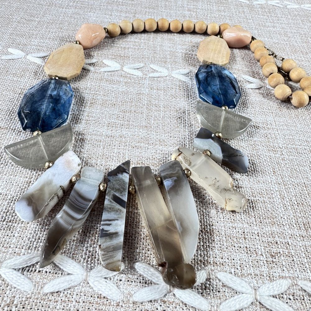 Golden Stella Stone Bars & Wood Beads
